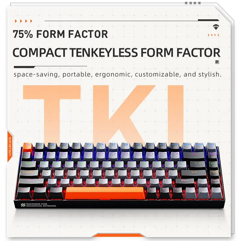 Machenike K500A-B84 Teclado Mecânico 75% -BrilhoSutil