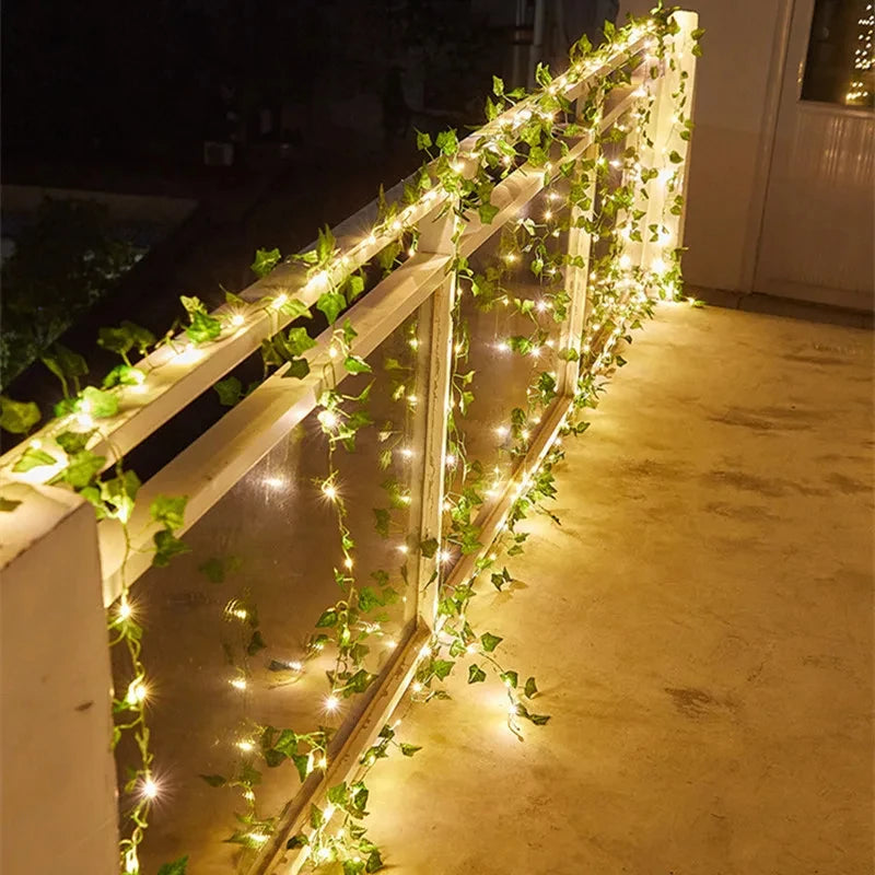 Ivy Artificial Verde Falso com Luzes LED 12/10/2m -BrilhoSutil